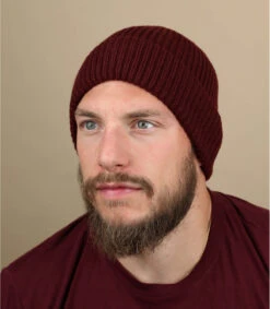 Engineered Knit Ribbed Beanie Burgundy
