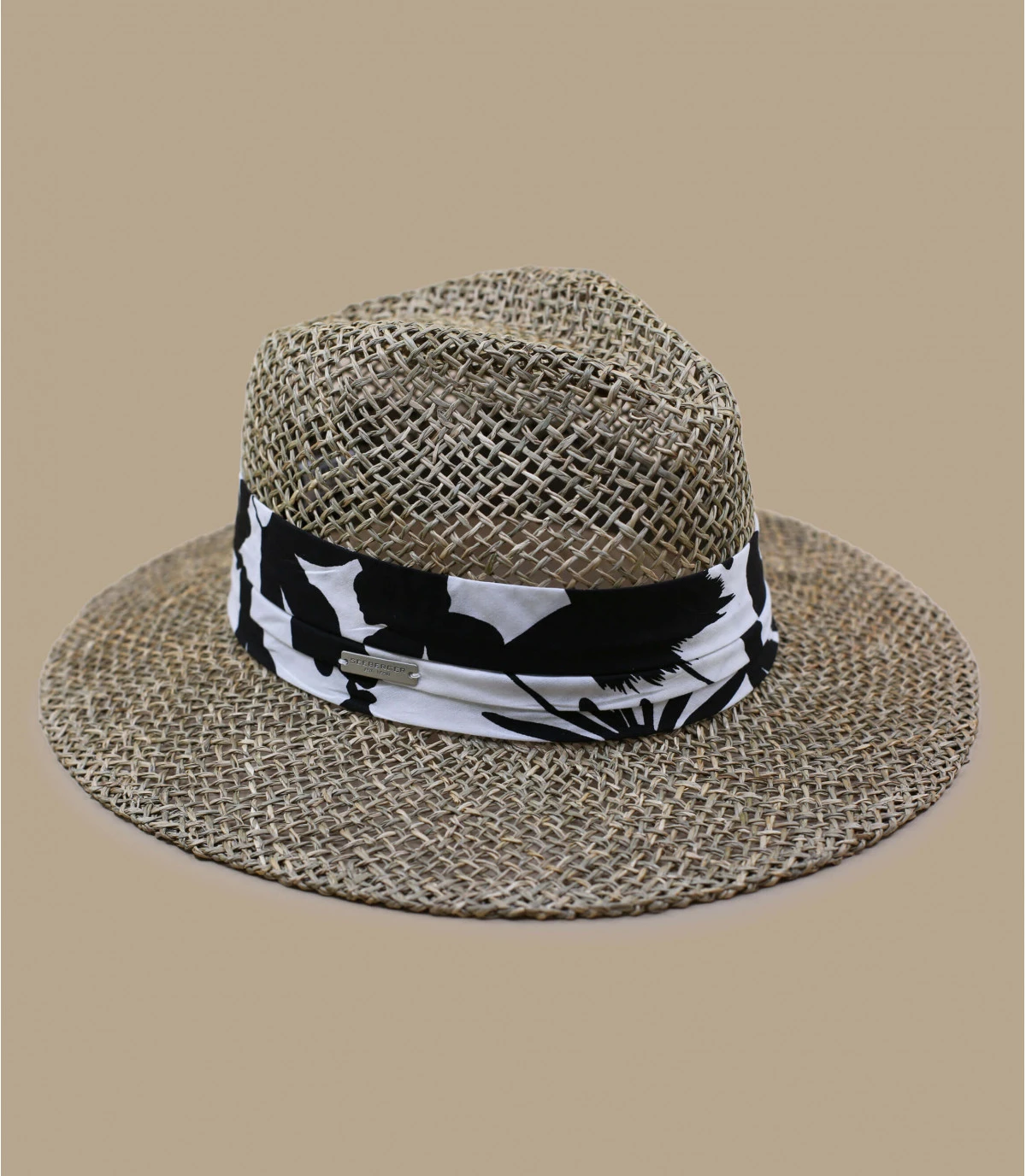 Seeberger Seagrass Fedora Summer Print Black – Image 2