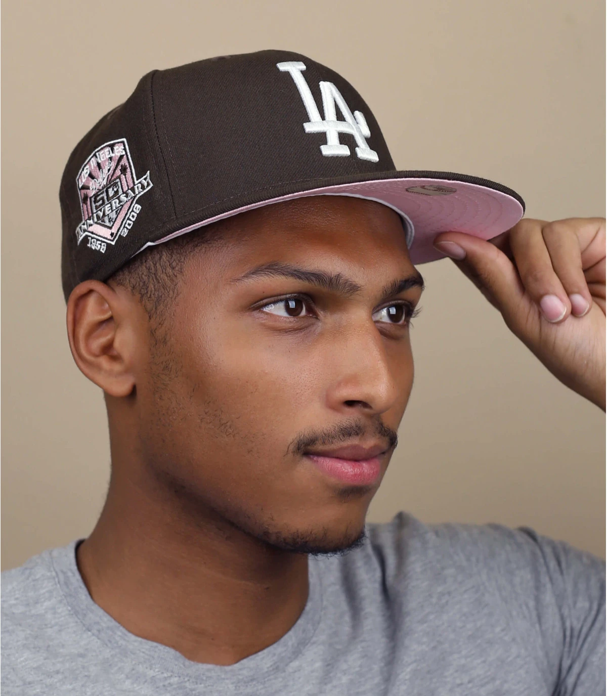 NEW ERA Side Patch 5950 LA Dodgers Walnut Pink