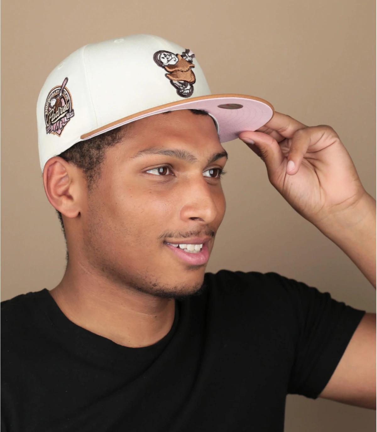 NEW ERA Side Patch 59Fifty San Diego Padres Bronze Chrome Brown Pink