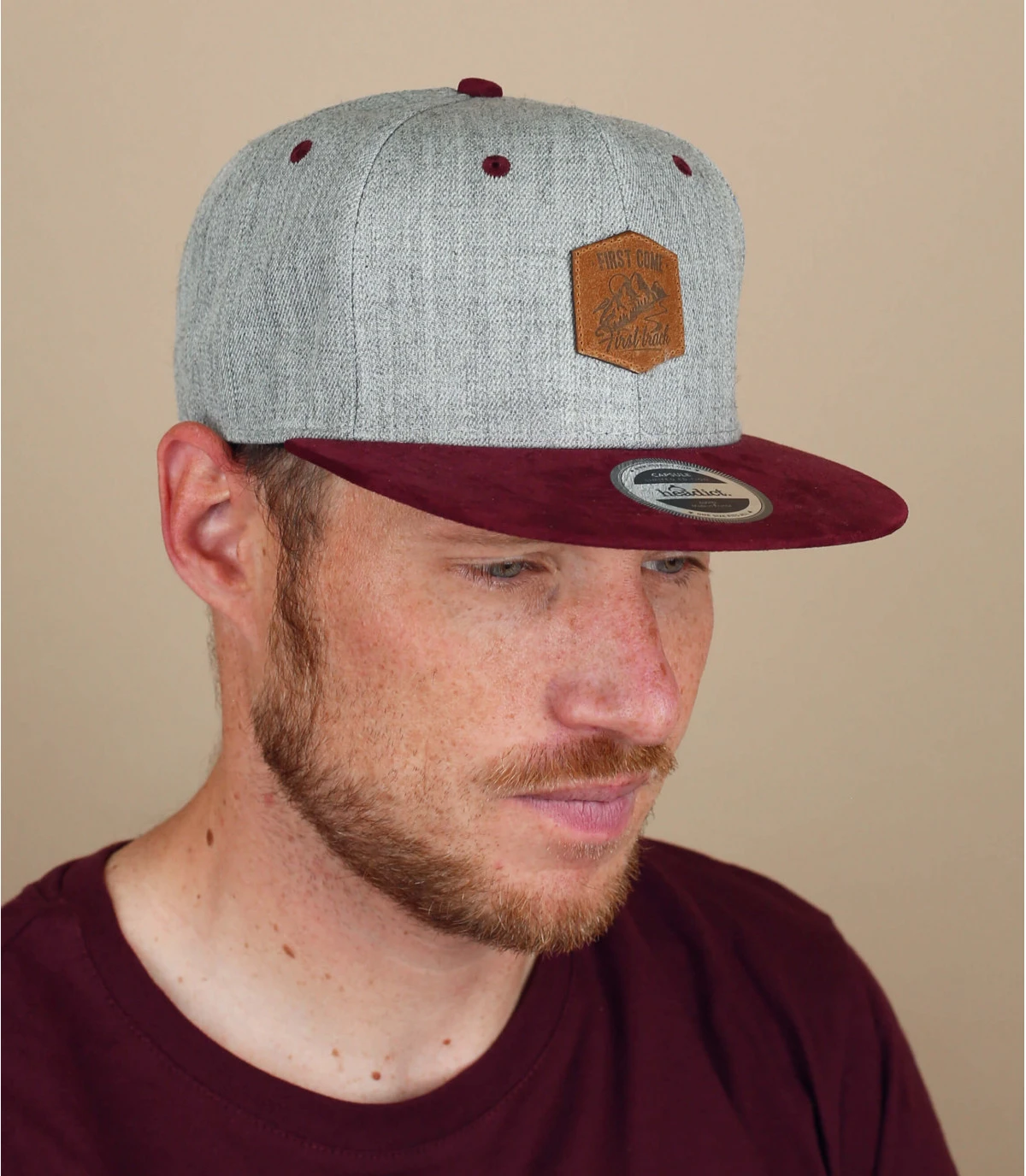 Snapback First Come First Track Grey Burgundy